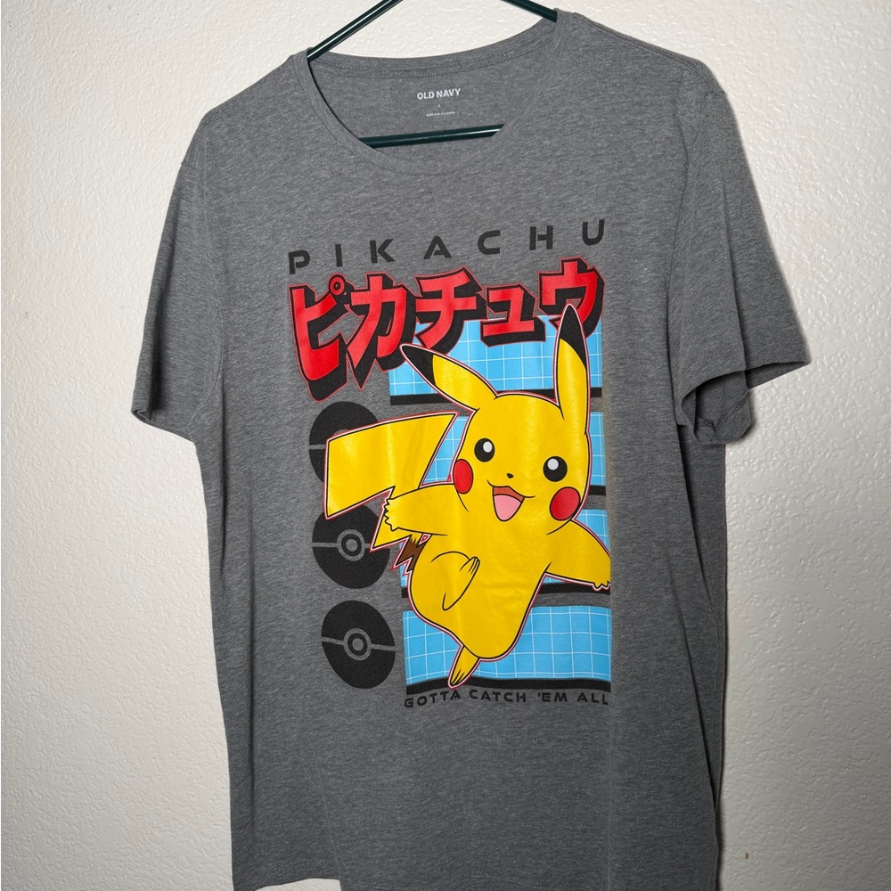 Old Navy Pikachu Heather Gray Crewneck Tee